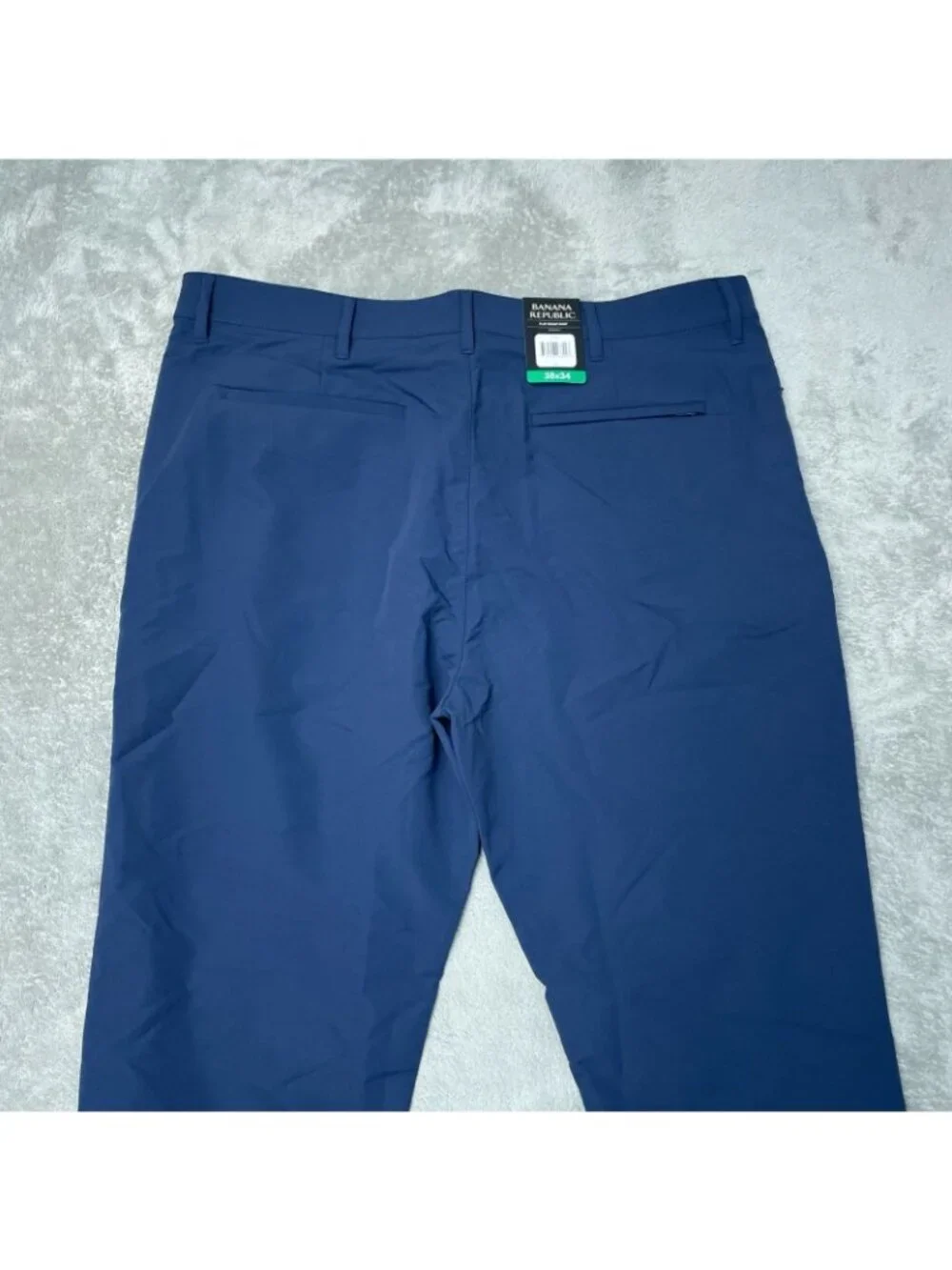 NWT Banana Republic Men's 38x34 Flat Front Stretch Tech Pants Blue Slim G2175